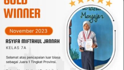 Asyifa Miftahul Jannah Peserta Didik UPT SMP Negri 2 Banyumas Raih Predikat Gold Winner Provinsi Level