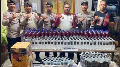 Petugas KPL Tano Sumbawa Barat Berhasil Sita Ratusan Miras Jenis Arak Bali dan Breem Merah