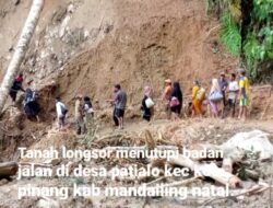 Masyarakat Patialo Minta Pemerintah Mandailing Natal Segera dapat Atasi Longsoran Tanah Tutupi Bahu Jalan
