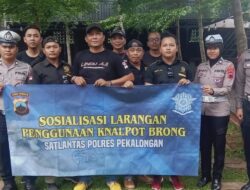 Sosialisasikan Larangan Penggunaan Knalpot Tidak Standar, Sat Lantas Polres Pekalongan Bersama Ormas Lindu Aji