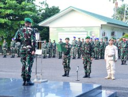 Korem 044/Gapo Menggelar Upacara Bulanan, Danrem : Musim Hujan, Jaga Keluarga Kita.
