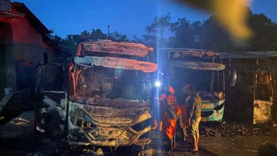 Kebakaran di Pekalongan, Tiga Bus Margomulyo Terbakar Kerugian Mencapai Miliaran Rupiah