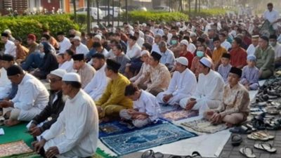 Pelaksanaan Sholat Idul Fitri Desa Karang Endah Selatan Berlajan Lanjar