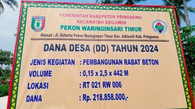 Pekon Waringinsari Timur Bangun Rabat Beton
