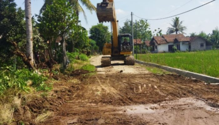 Gotong royong Pengerukan Pemerataan Jalan di Pekon Kresnomulyo