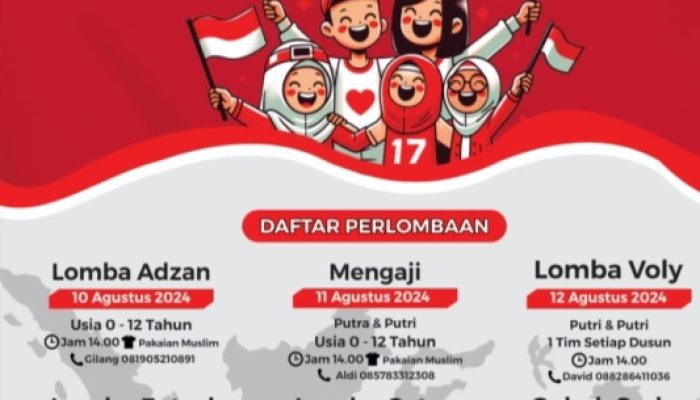 Sambut Semarak 17 Agustus, Pemdes Tanjung Agung Adakan Berbagai Kegiatan Perlombaan
