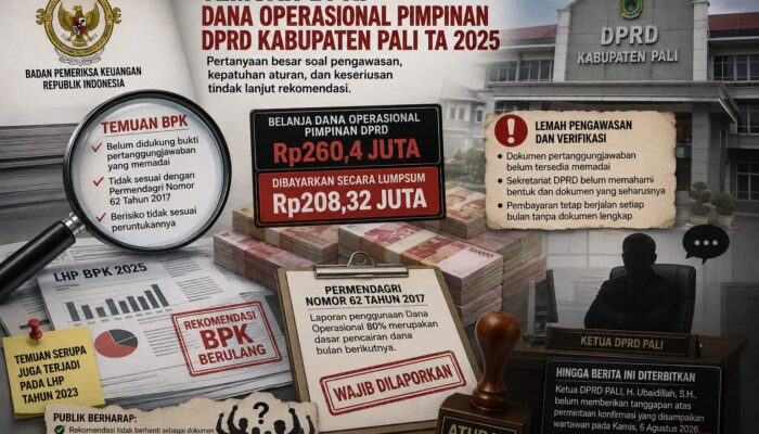 Temuan Badan Pemeriksa Keuangan (BPK) atas pengelolaan Dana Operasional (DO) Pimpinan DPRD Kabupaten PALI Tahun Anggaran 2025 bukan sekadar persoalan administrasi.