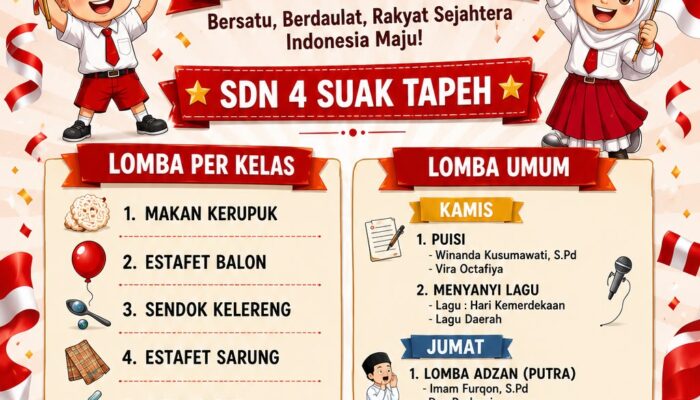Semarak HUT ke-81 Kemerdekaan RI, SDN 4 Suak Tapeh Gelar Beragam Perlombaan