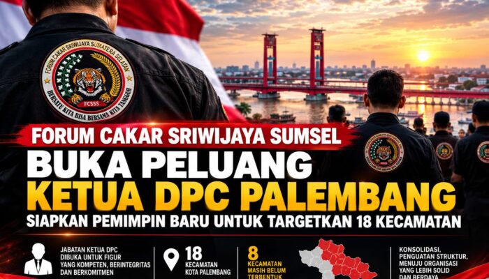 Forum Cakar Sriwijaya Sumsel Buka Penjaringan Calon Ketua DPC Palembang, Targetkan Kepengurusan di 18 Kecamatan