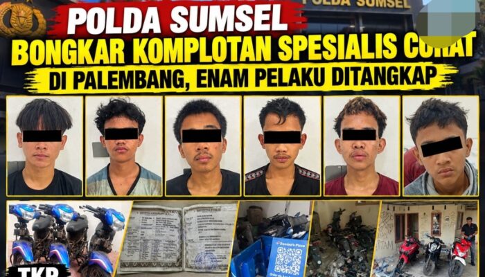 Polda Sumsel Bongkar Komplotan Spesialis Curat di Palembang, Enam Pelaku Ditangkap